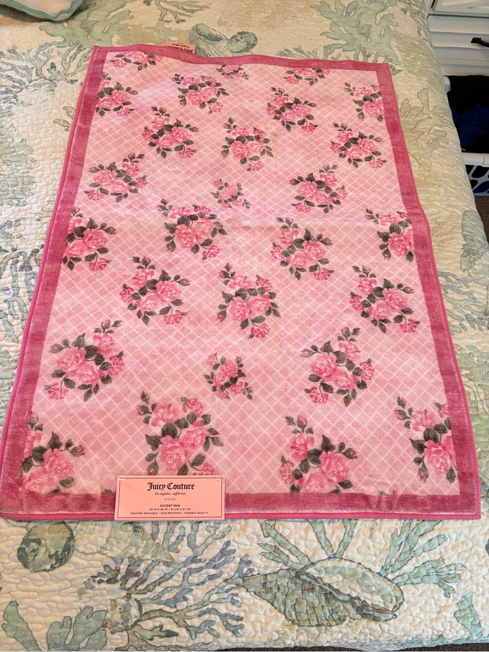 Juicy Couture Pink Floral Accent Rug